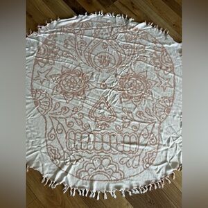 Reversible Boho Skull Print Round Tapestry OS